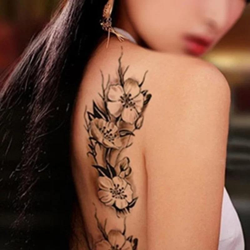 5 Sheets of Waterproof Temporary Fake Tattoo Stickers for Ladies Color Sketch Tattoo Stickers Plum Blossom DIY Decals