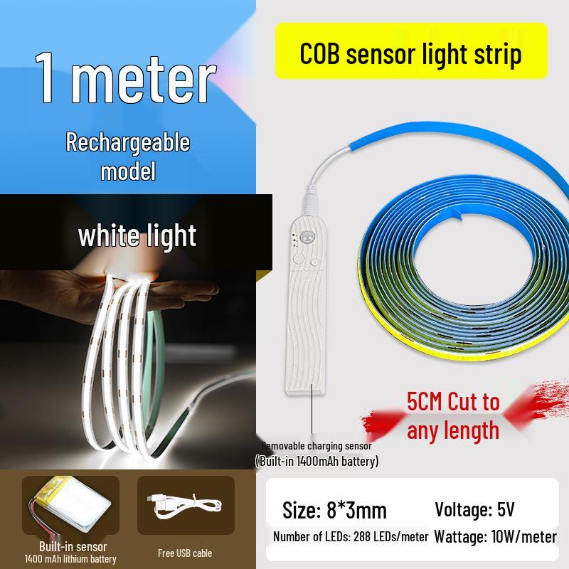 USB Rechargeable Motion Sensor LED Strip Light: Ultra-thin, Self-Adhesive, Wireless Night Lighting