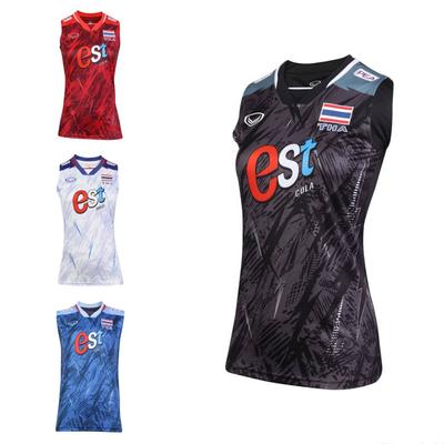 Volleyball Women National Sleeveless Jersey 2023 Sponsor Anti Bacterial Thailand