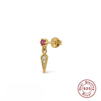 100% Echter Silber 925 Ohrringe Trend Ohrringe für Frauen 1 Stück Grüne Nieten Stecker Ohrringe Schmuck Pendientes Mujer Aretes