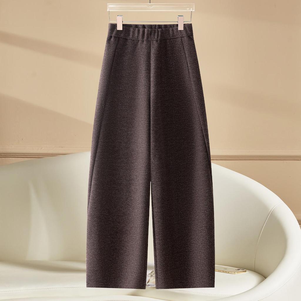 High-End Wool Wide-Leg Curved Pants for Women - Autumn/Winter 2025 Petite Nine-Point Casual Long Trousers