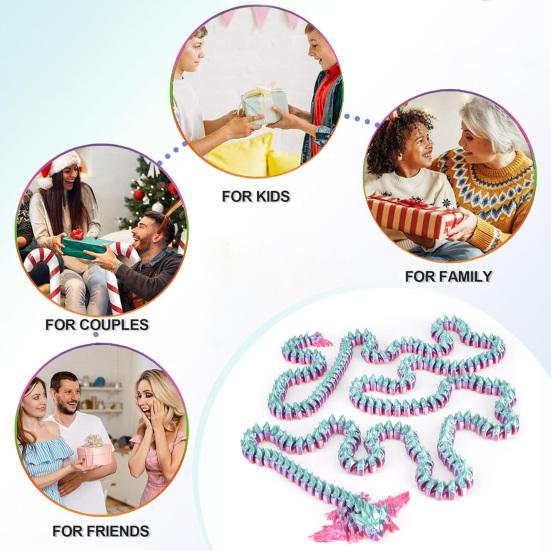 3D Printed Dragon Toy 5.2Ft Articulated Dragon Animal Model Desktop Dragon Decoration Funny Fidget Toy Festival Gift for Friends