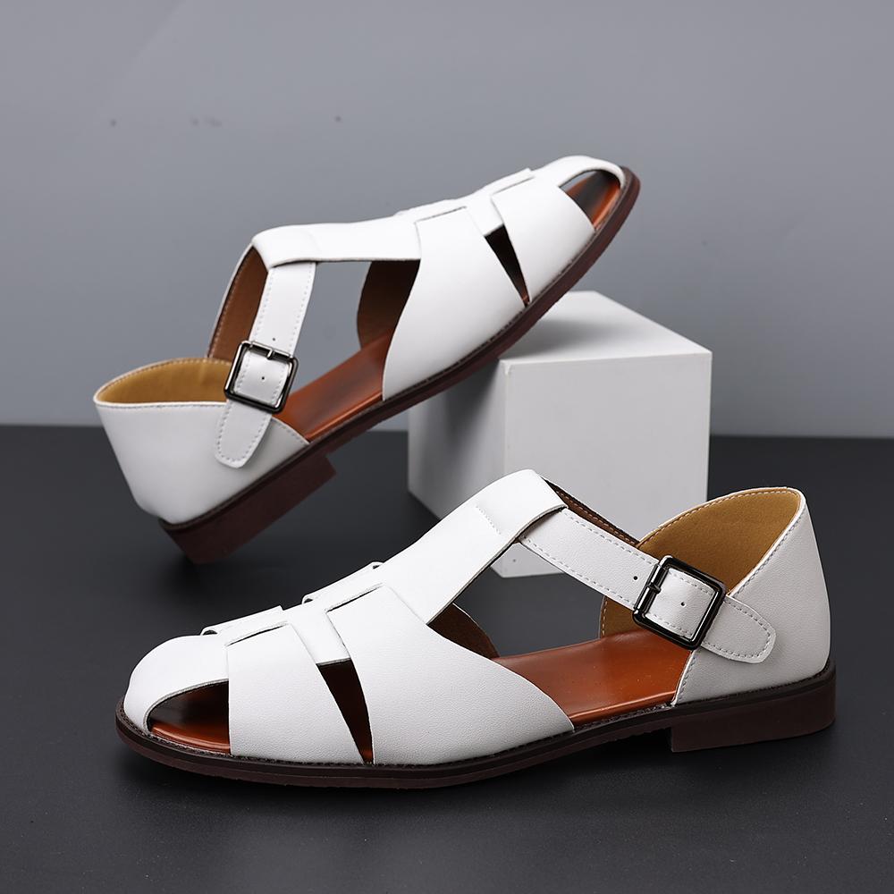 Fashion Summer Men's Fisherman Sandals High-Quality Comfortable Breathable With Cross -Buckle Toe Caps  Are Lightweight And Casual Shoes
