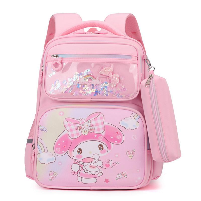 Cute Cartoon School Backpack For Kids With Adorable Kuromi Melody And Cinnamoroll Designs