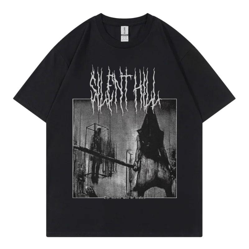 Silent Hill 2 Game Graphic T Shirts Men Women Gothic Vintage Short Sleeve Tshirt High Quality Fashion Oversized Cotton Tshirts