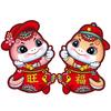 1 Pair Flocking Snake Year Fu Character Sticker Door Couplet Ornaments  Spring Festival Supplies