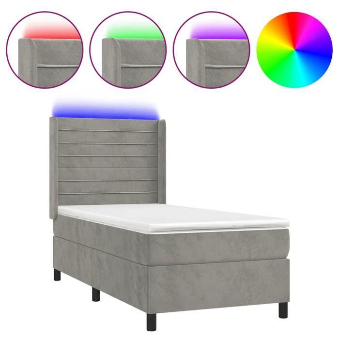 VidaXL Sommier à Lattes de Lit avec Matelas et LED, Lit Rembourré, Lit Simple, Lit Adulte de Chambre à Coucher Intérieur, 3139589