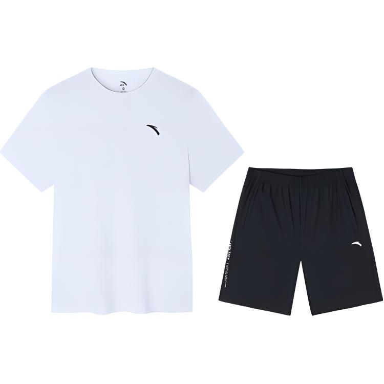 

Anta Дышащий фитнес бег удобные шорты с коротким рукавом повседневный спортивный костюм мужской костюм чисто-белый 952427203-1 XL