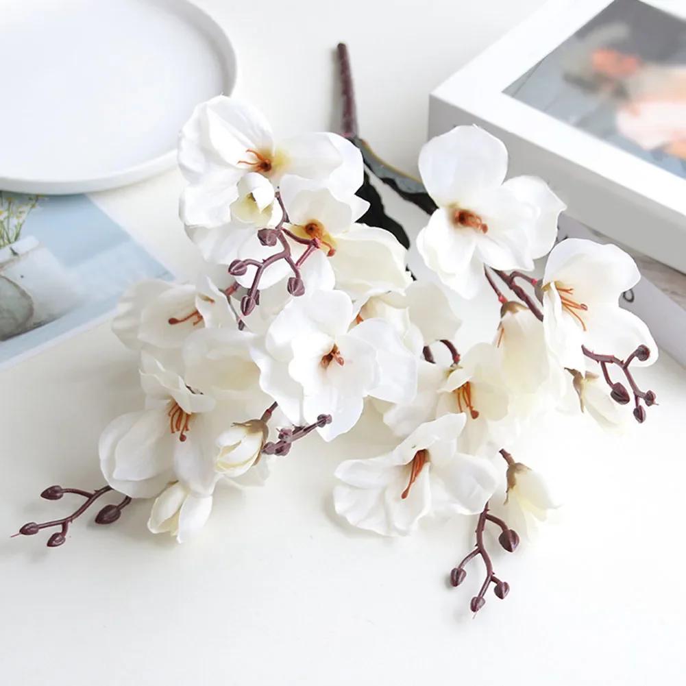 Lifelike Magnolia Bouquet 5 Prongs 20 Heads Artificial Flowers for Interior Decoration Choose from Various Colors