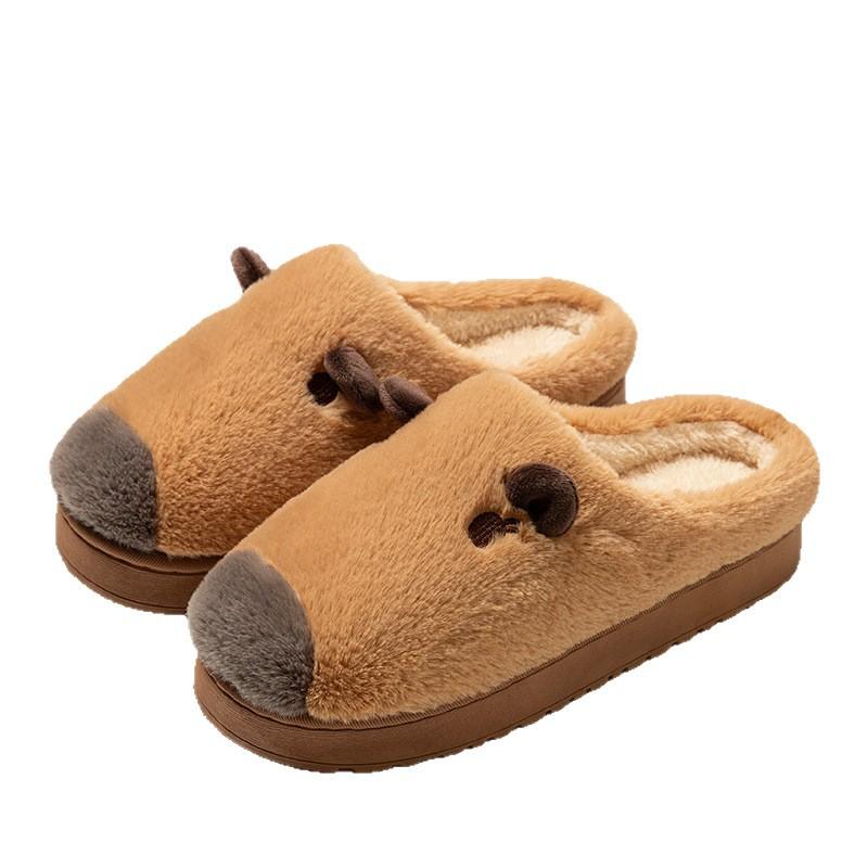 Cute Cotton Slippers Women's Autumn and Winter Outdoor Wear Indoor Home 2025 New Thick-bottomed Warm Plush Cotton Mop