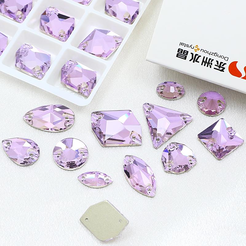 Dongzhou Crystals Luxury Quality Flatback Non-Hotfix Sew On Rhinestones Mix Shaped Violet Color DIY Garment Sewing Accessories