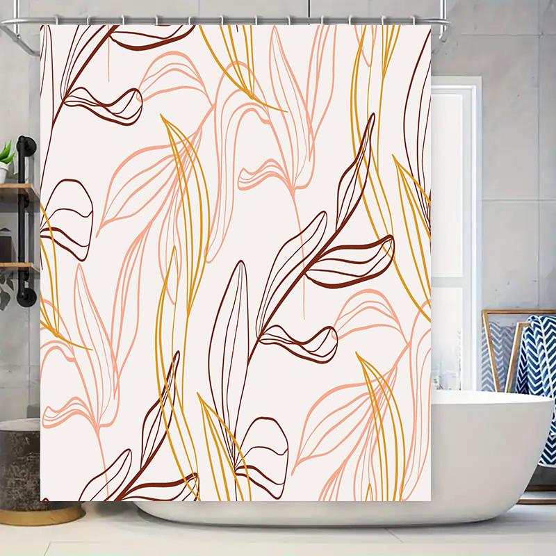 

Luxury Bath Shower Curtain Set with Modern Floral Print Design for Bathroom Decor Pink Brown Color Scheme (180x240cm) 90x180cm