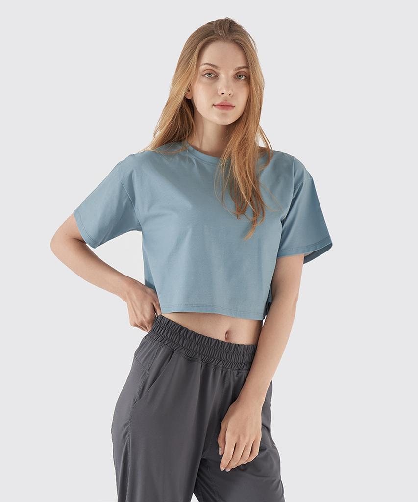 NOKJOK [2 Pack] Holly Crop Short Sleeve Tee 2-Piece Set (D Type)