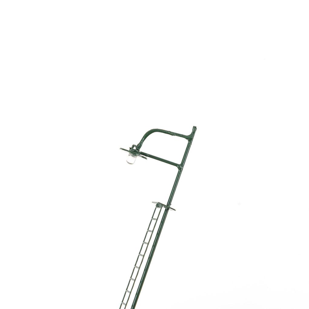 Poste de luz de trem modelo com escada decorações de paisagem para casa luz ferroviária LED miniatura lâmpada de trilho de cabeça única brinquedos de mesa