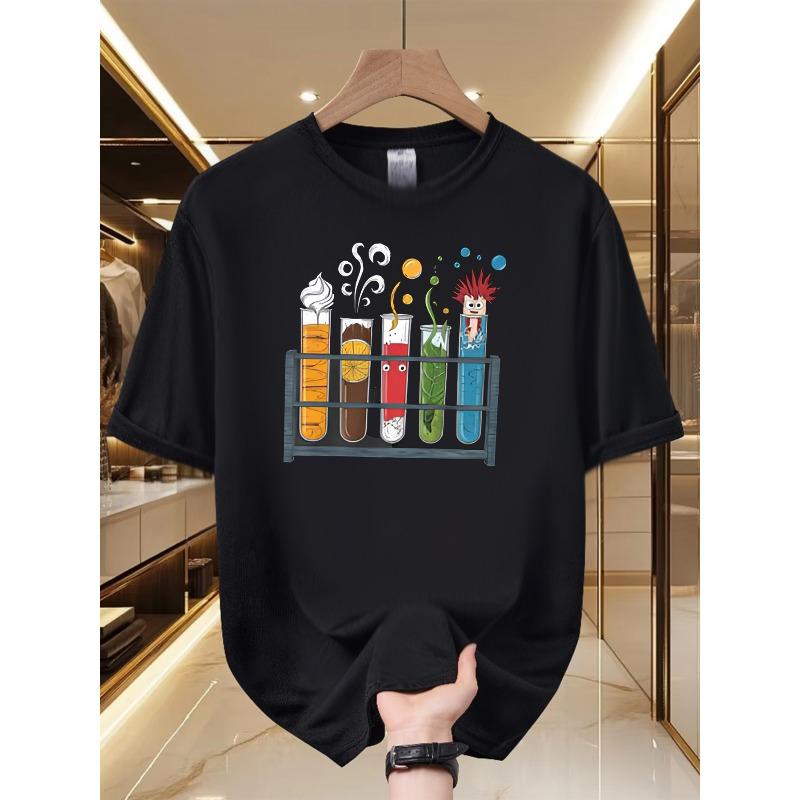 

Men s Science-Themed T-Shirt with Lab Experiment Print - Colorful Chemistry & Physics Graphics Suitable for Summer Casual Wear, Themed Parties S чёрный