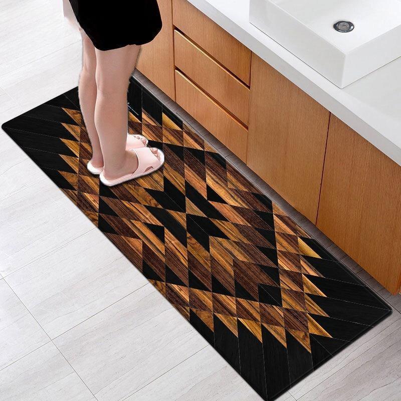 3D Wood Grain Rug For Kitchen Floor Bathroom Mat Anti-slip Laundry Room Mat Bedroom Carpet Living Room Floor Mat