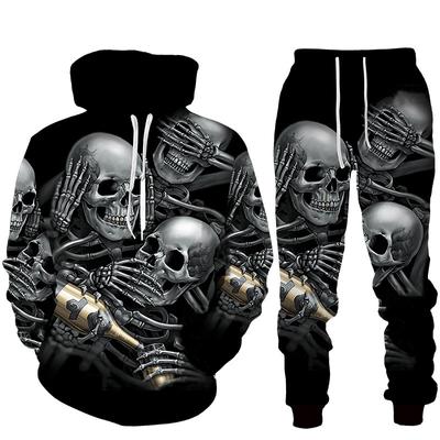 Cool 3D Skull Print Hanorac pentru bărbați Hanorace Costume Trening pentru bărbați de modă Toamnă și iarnă Hanorac Pantaloni Set două piese