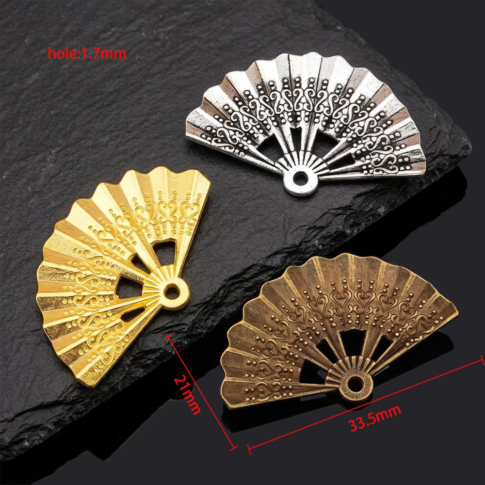 10 Stück Vintage Charms Fächer 21x33mm Antiker Legierungsanhänger Antiker Haarschmuck Bastelzubehör DIY Handgemachtes Handwerk Ohrring Choker
