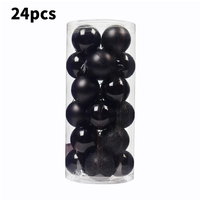 

Домашние ПК 24 Рождественских шара Украшения Елочные украшения Подвесной декор Реквизит чёрный