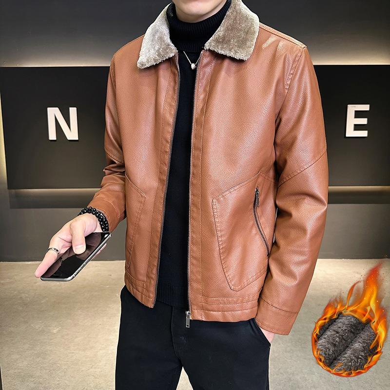 

Утепленная флисовая кожаная куртка кожаная мужская кожаная куртка осень и зима легкая деловая повседневная свободная куртка с лацканами мужская 5XL