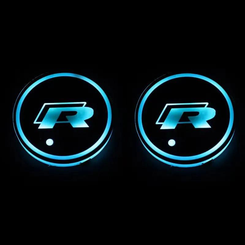 2026 Heiß Für VW VOLKSWAGEN Neu 7 Farben LED Auto Becherhalter Licht Leuchtender Untersetzer Wasserbecher Pad Für VW Volkswagen Polo Jetta Golf