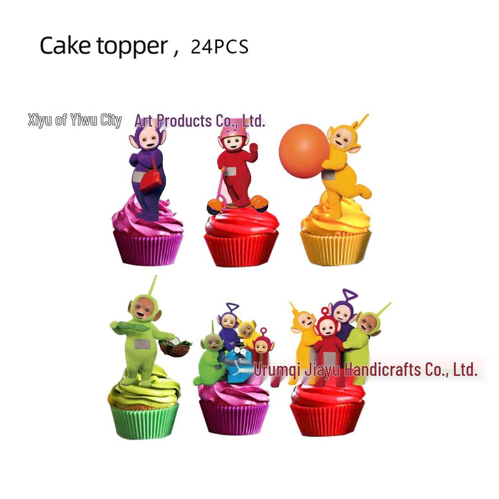 Teletubbies Birthday Party Set: Flags, Plates, Napkins, Tablecloth, Cutlery