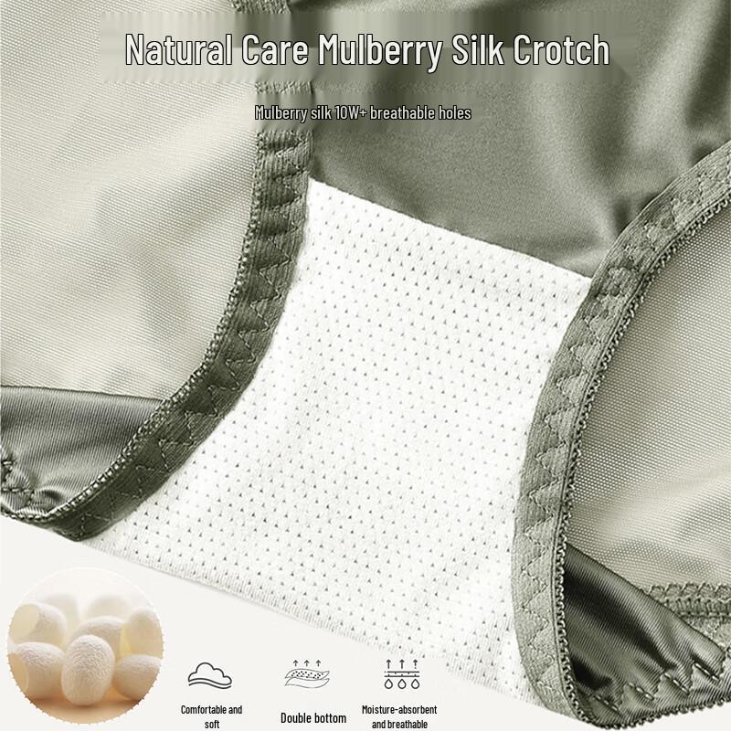 FitonTon Women's Lace Seamless Ice Silk Briefs (3-Pack)