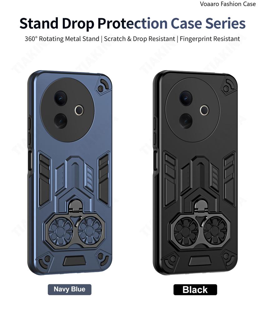 Dual Finger Ring Armor Cover for Vivo Y39 5G Case for Vivo Y39 5G Rotate Metal Bracket Kickstand Holder Case Shockproof Capa