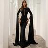 European and American Style Long Dress, Fishtail Gown, Solid Color Floor-Length Dress, Fashionable and Elegant Foreign Trade Gown, Long Dress In Black