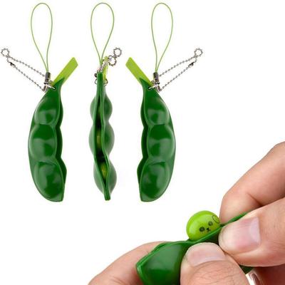 5Pcs Fidget Toys Edamame Soft Candy Keychain Stress Relief Squeezing Pea Pinching Fun Cute Adult Toy Stress Relief Gift Pea Pod