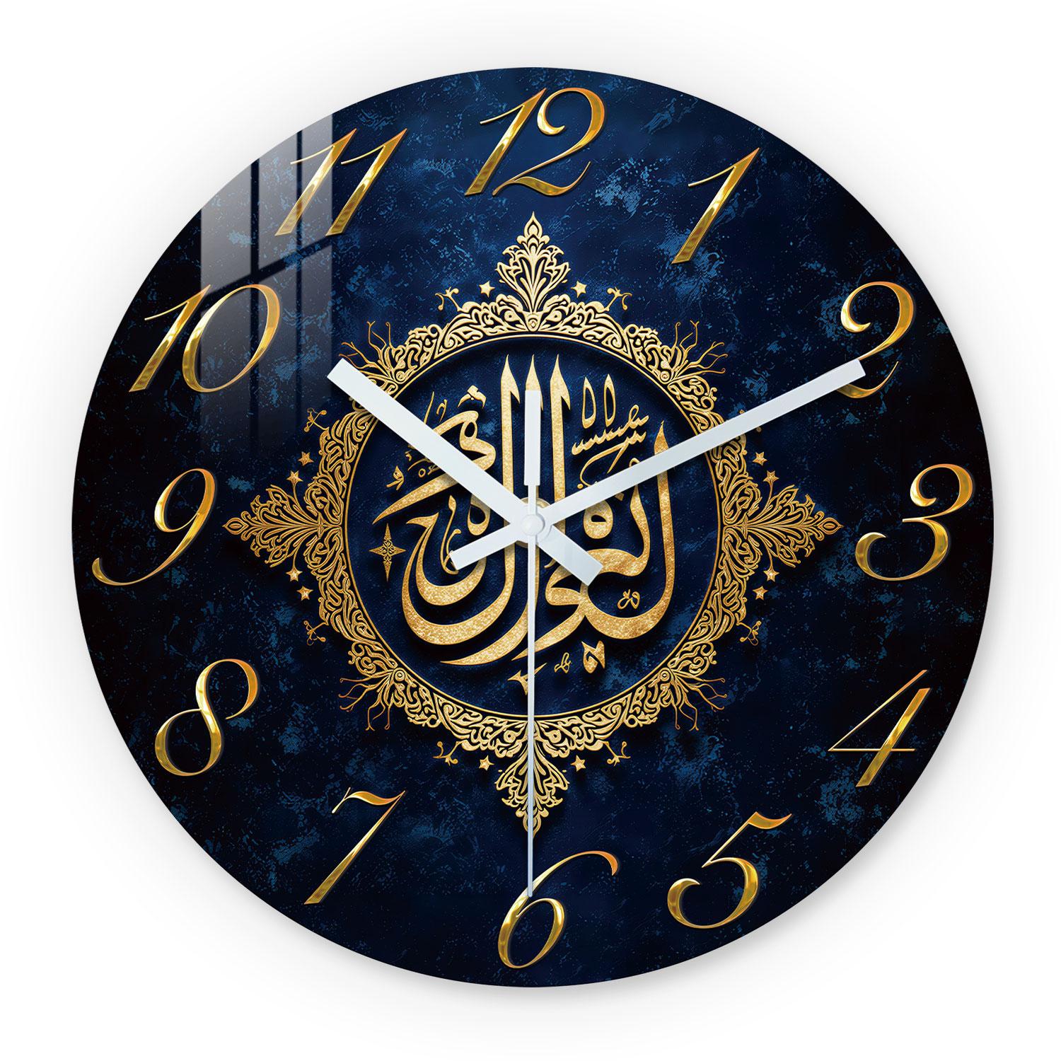 High-Standard Geometric Premium-Quality Lines Premium-Quality Dark Superior-Grade Blue Premium-Quality Wooden High-Standard Wall Clock 10-24Inch (as the picture,10Inch)