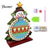 Holiday Countdown Activity Christmas DIY Rhinestone Painting Calendar, 25 Days Rotating Table Decor Tree Advent Wooden Tabletop Ornament for