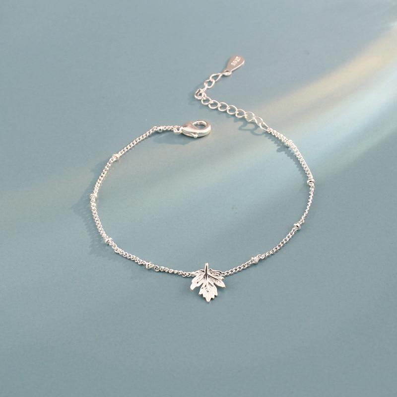 Sterling  Tone Maple Leaf Wrist Bracelet Female Anti Fatigue Basic Minimalist Student Niche Leaf Jewelry Lover Girlfriends Giveaway