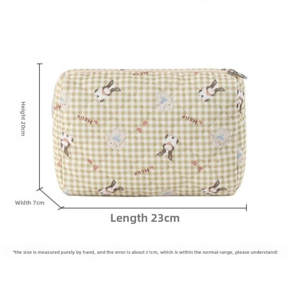 Portable Corduroy Quilted Makeup Bag Large Capacity Multi-Purpose Cosmetic Organizer Coin Purse