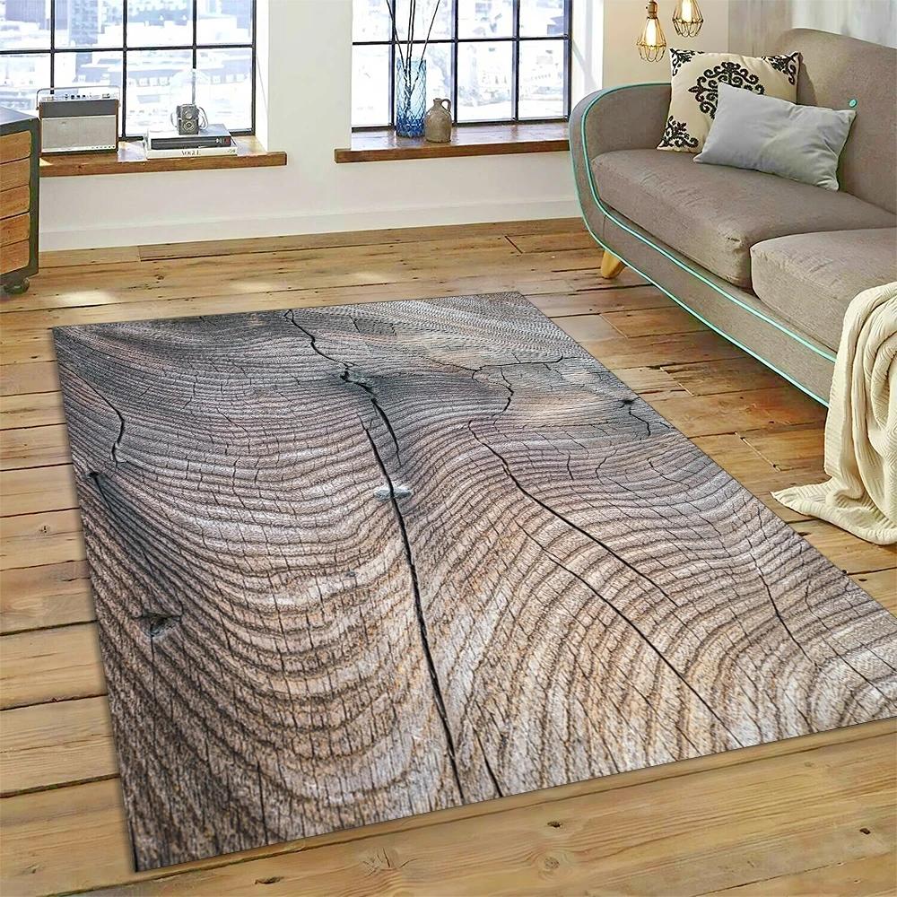 Color 3D Wood Grain Lines Rug Carpet for Living Room Bedroom Home Decor,Floor Mat Non-slip Decoration for Sofa Doormat Kid Gift