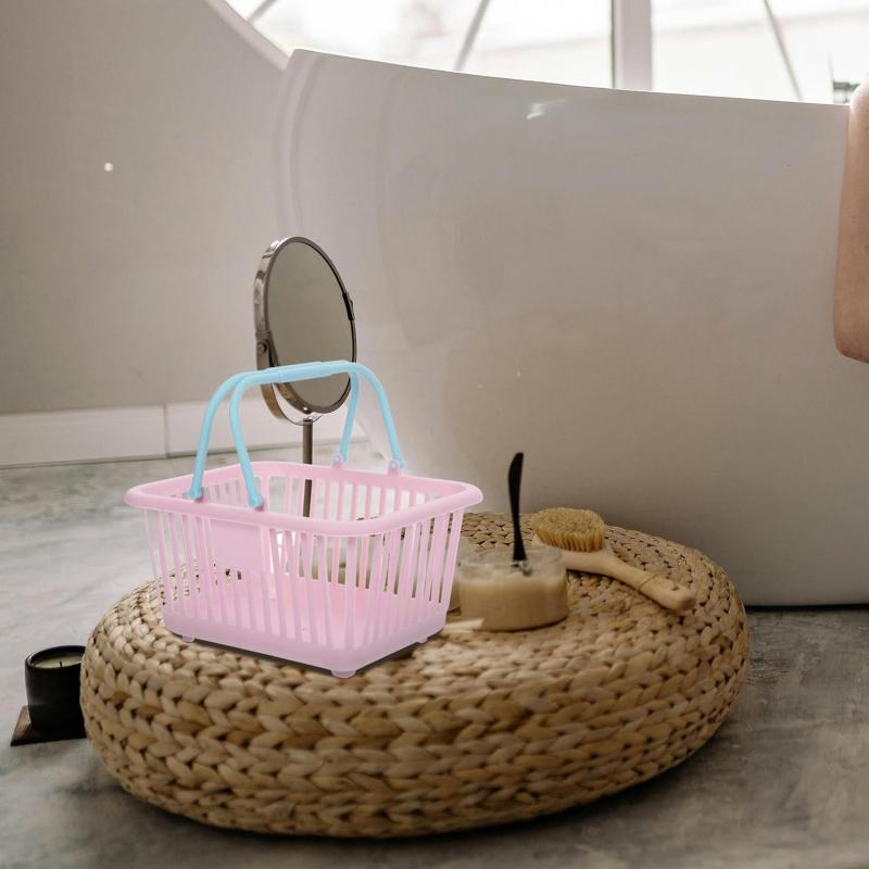 10 Stück Mini Macaronfarbene Kunststoff-Aufbewahrungskörbe mit Griffen Vielseitiger Organizer für Zuhause, Partys, Geschenke und Einkaufswagen, Regalkorb