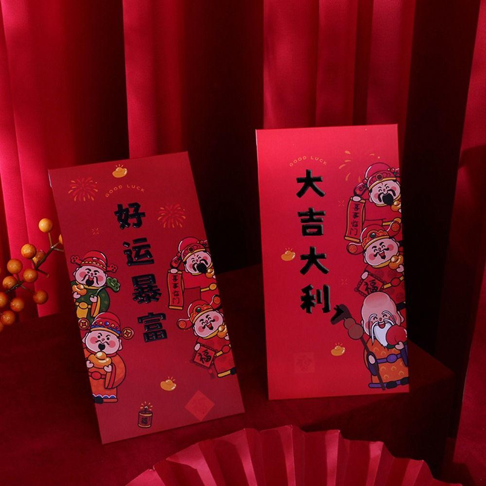 

6Pcs Thickened New Year Red Envelope Cartoon Blessing Pocket Funny Lucky Money Bag Kids Gift 6Pcs