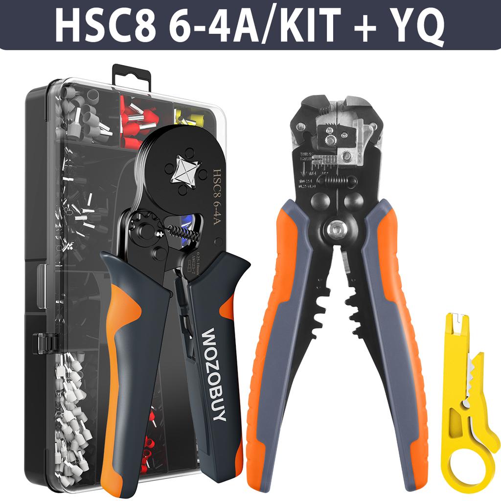 Ferrule Crimping Tool Kit, AWG 23-7 Self-Adjusting Crimping Pliers+Stripper | WOZOBUY Brand Electric Tools Set