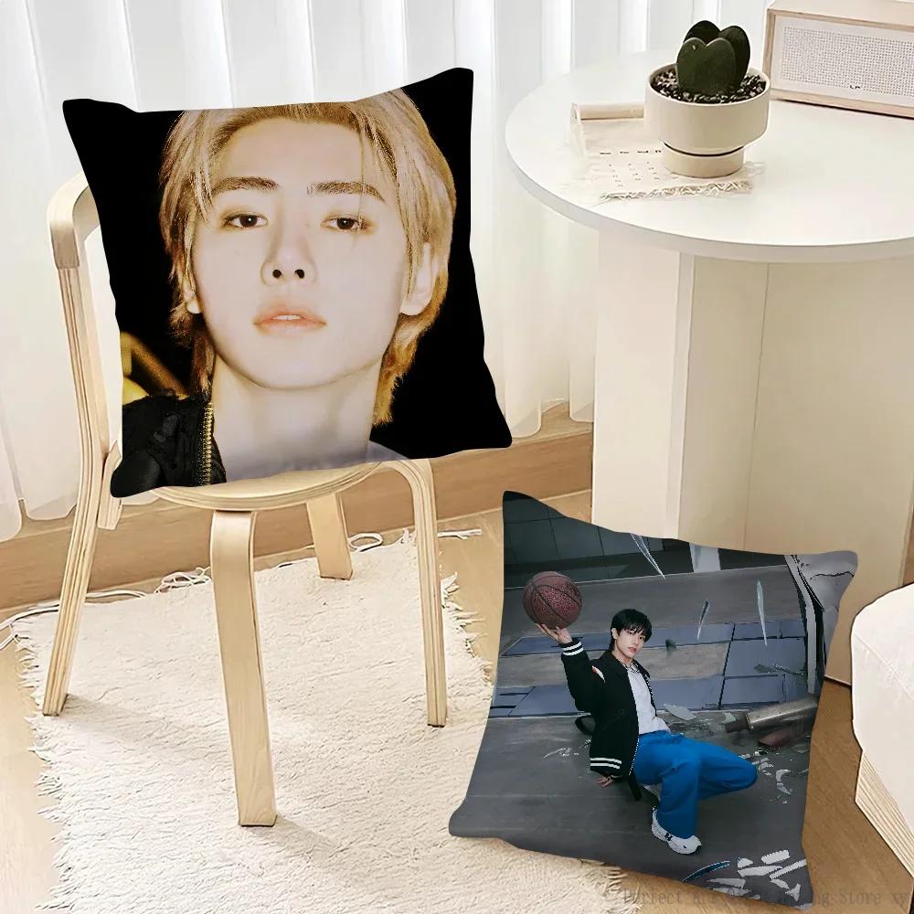 1 Stück KPOP Park Sunghoon Kissenbezug Quadratischer Kissenbezug Schlafzimmer Sofa Raumdekoration Lässig E-ENHYPEN Kissenbezug