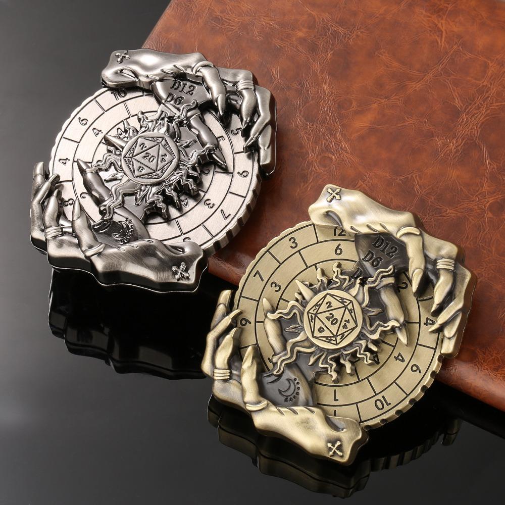 Retro 3D Relief Magical Hand Metal Fidget Spinner Turntable Activity Dice Hand Spinner Designed for Role-playing DND RPG TRPG Games