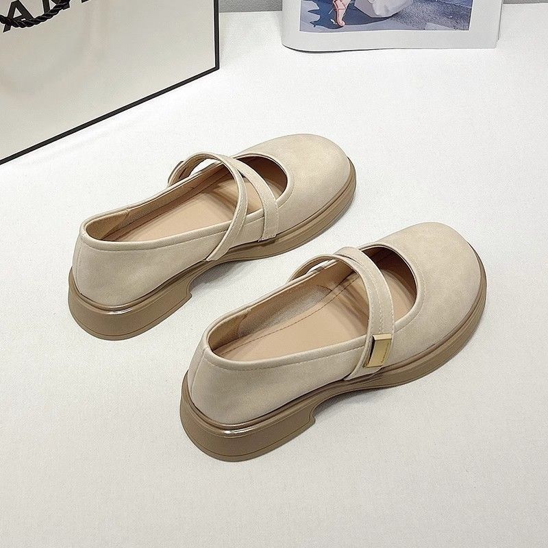French 2025 autumn new Mary Jane flat fairy style with skirt cheongsam small leather shoes single shoes platform beanie shoes