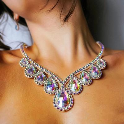 Women's Accessories AB Color Personalized Droplet Multi Layered Necklace Dinner Jewelry Neckpiece