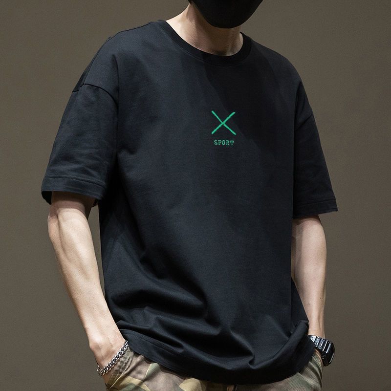 fashion Japanese and Korean summer short sleeved men's fashion brand printed half sleeved t-shirt fashionable trend with loose fit