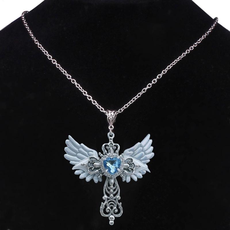 Angel Crossed Necklace Women Sweater Chain Female Hip-hop Non-fading Jewelry