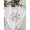 European Size Short-Sleeved T-Shirt with Mandala Floral Print, Casual Round Neck Top, Slightly Stretchy, Comfortable And Breathable,