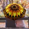 Retro Sunflowers Printed Umbrella Windproof Folding Umbrella Portable Sun and Rain Umbrella Suitable for Gifting