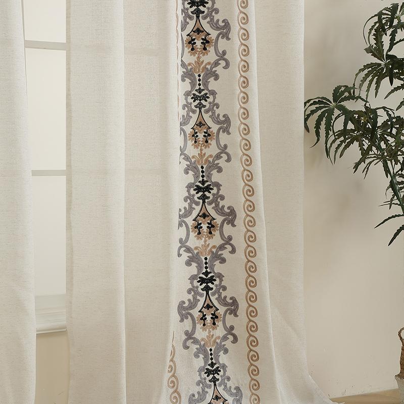 Platform Supply Bbk Linen Needle Embroidery Lace Perforated Curtains Hollow Bedroom Living Room Bedroom Large Balcony