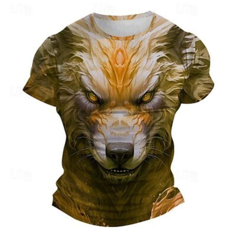 Men's Graphic Wolf T-shirt Short Sleeve T-shirt 3D Printing Crew Neck Shirt Subculture Sports Outdoor Vacation Summer Clothing