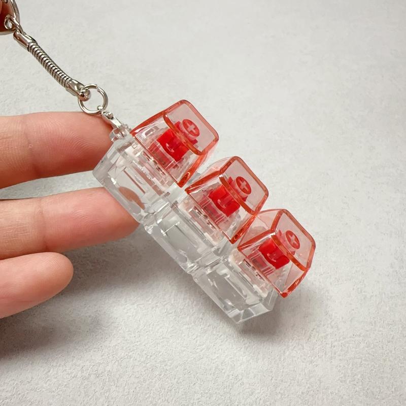 3Keys Keyboard Key Chain DIY Button Finger Keyboard Caps Stress Relief Toy Bag Pendant Transparent Shaft Decompression Toy Gift