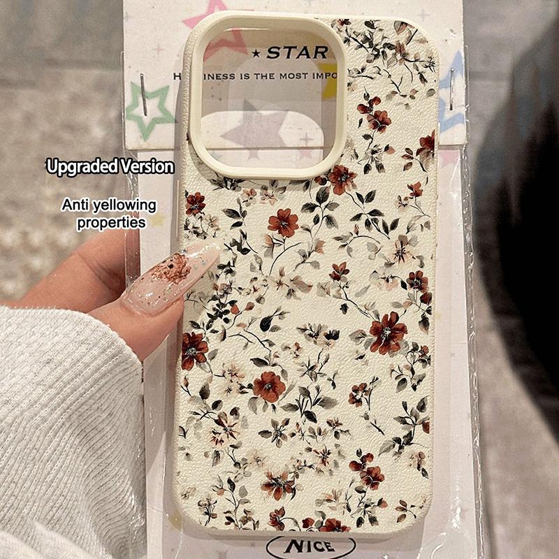 Vintage Floral Pattern Phone Case For iPhone 17 16 15 14 13 12 11 Pro Max XS X XR 16E 16 Plus 17 Air Shockproof Soft Lichi Cover